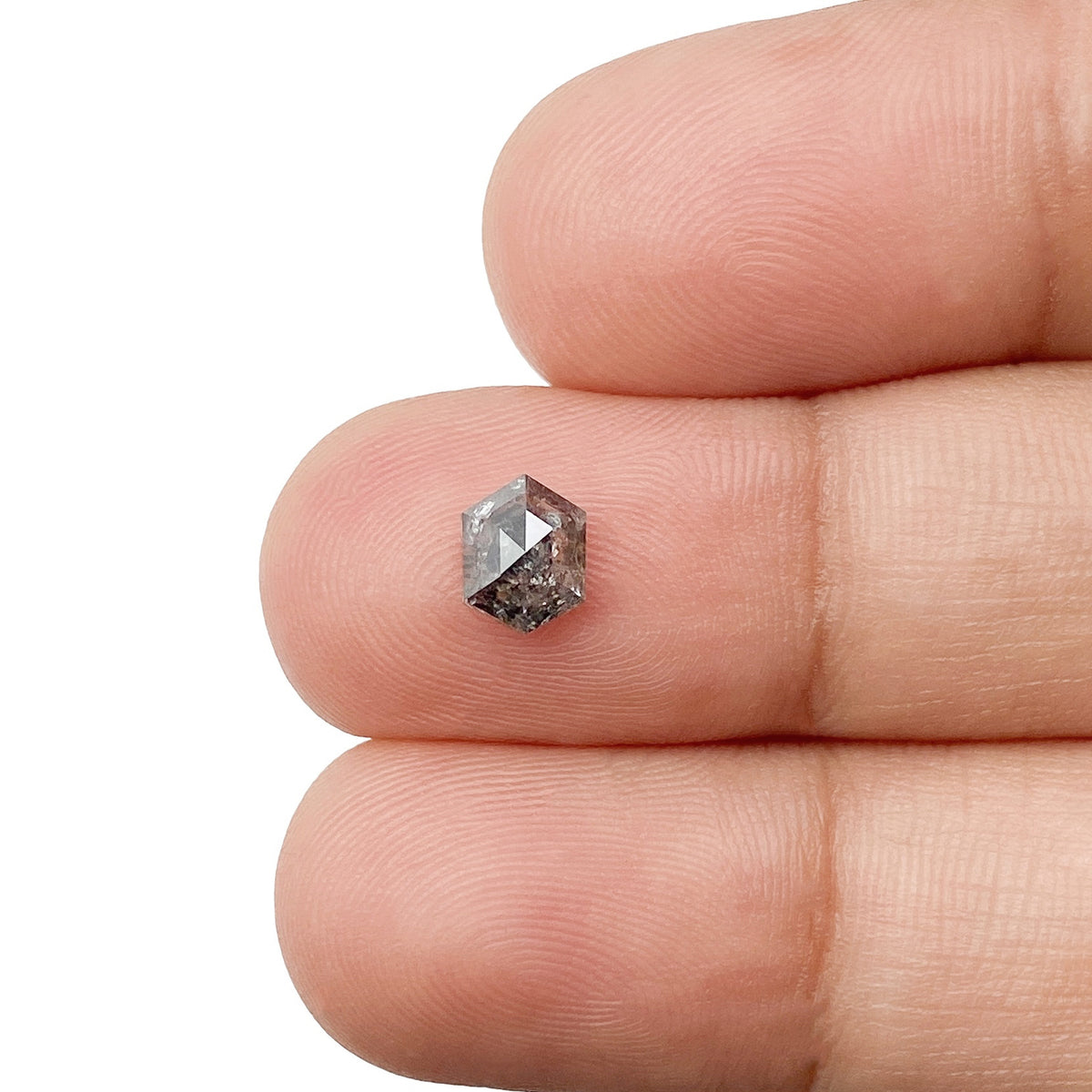 0.67ct | Salt & Pepper Hexagon Shape Rose Cut Diamond