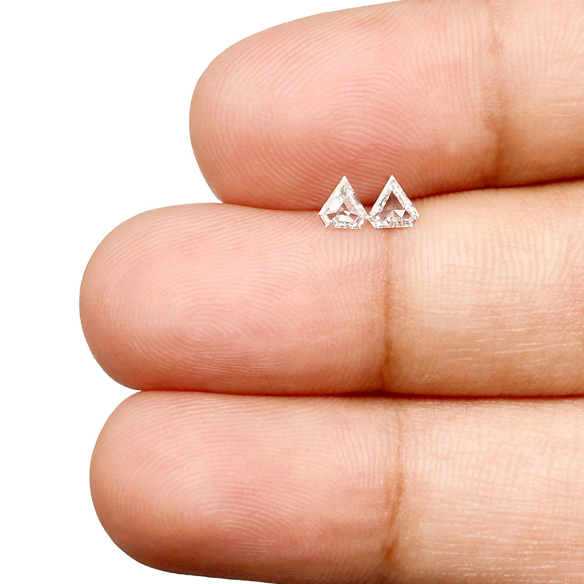 0.19cttw | F-G VVS Shield Shape Step Cut Diamond Matched Pair - Modern Rustic Diamond