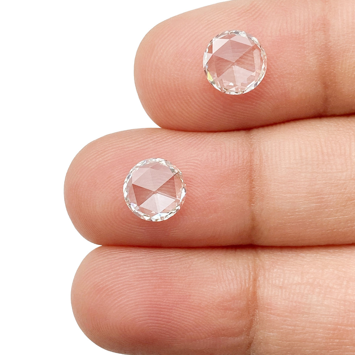 1.39cttw | D-E VVS Round Shape Rose Cut Diamond Matched Pair - Modern Rustic Diamond