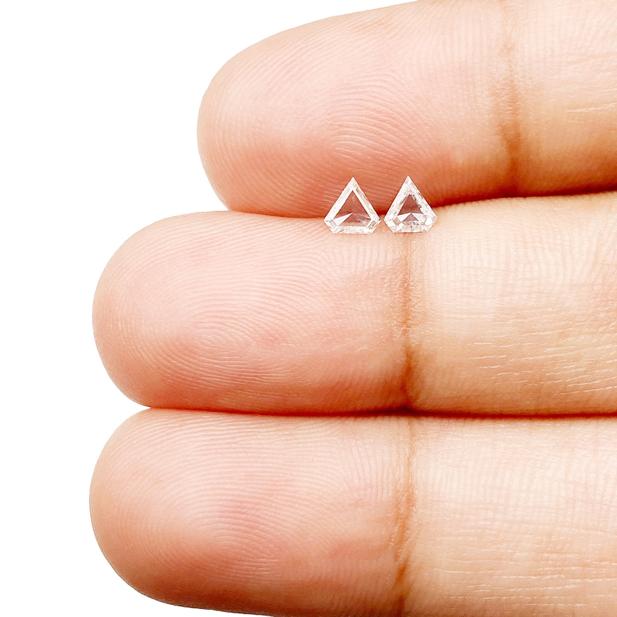 0.23cttw | E-F VVS Shield Shape Step Cut Diamond Matched Pair - Modern Rustic Diamond