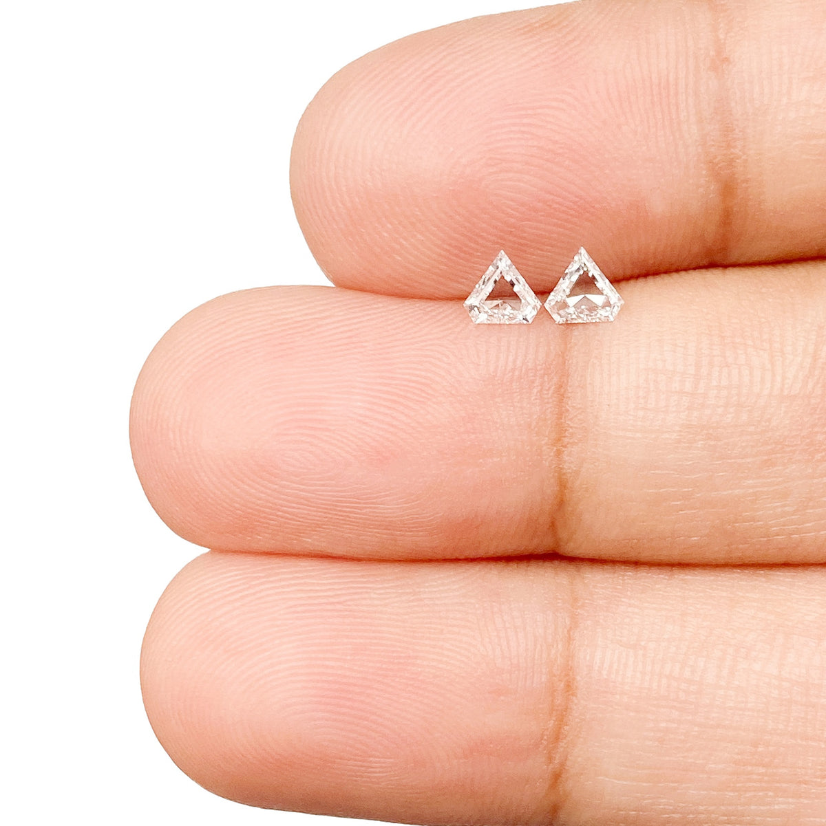 0.23cttw | F-G VVS Shield Shape Step Cut Diamond Matched Pair - Modern Rustic Diamond