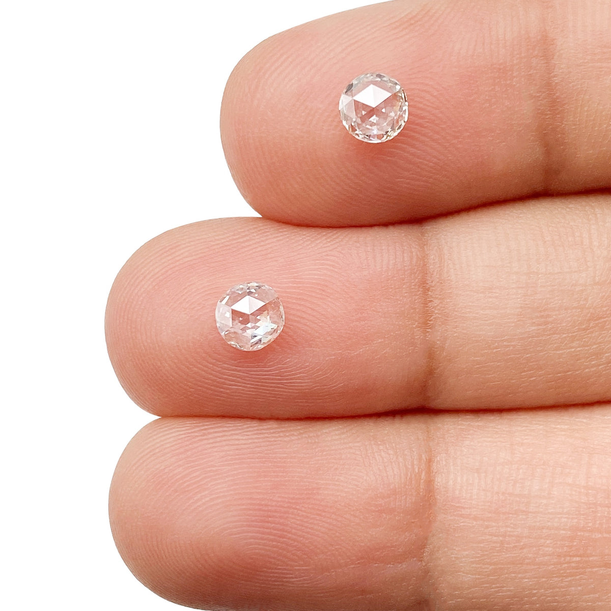 0.63cttw | H-G SI Round Shape Rose Cut Diamond Matched Pair - Modern Rustic Diamond