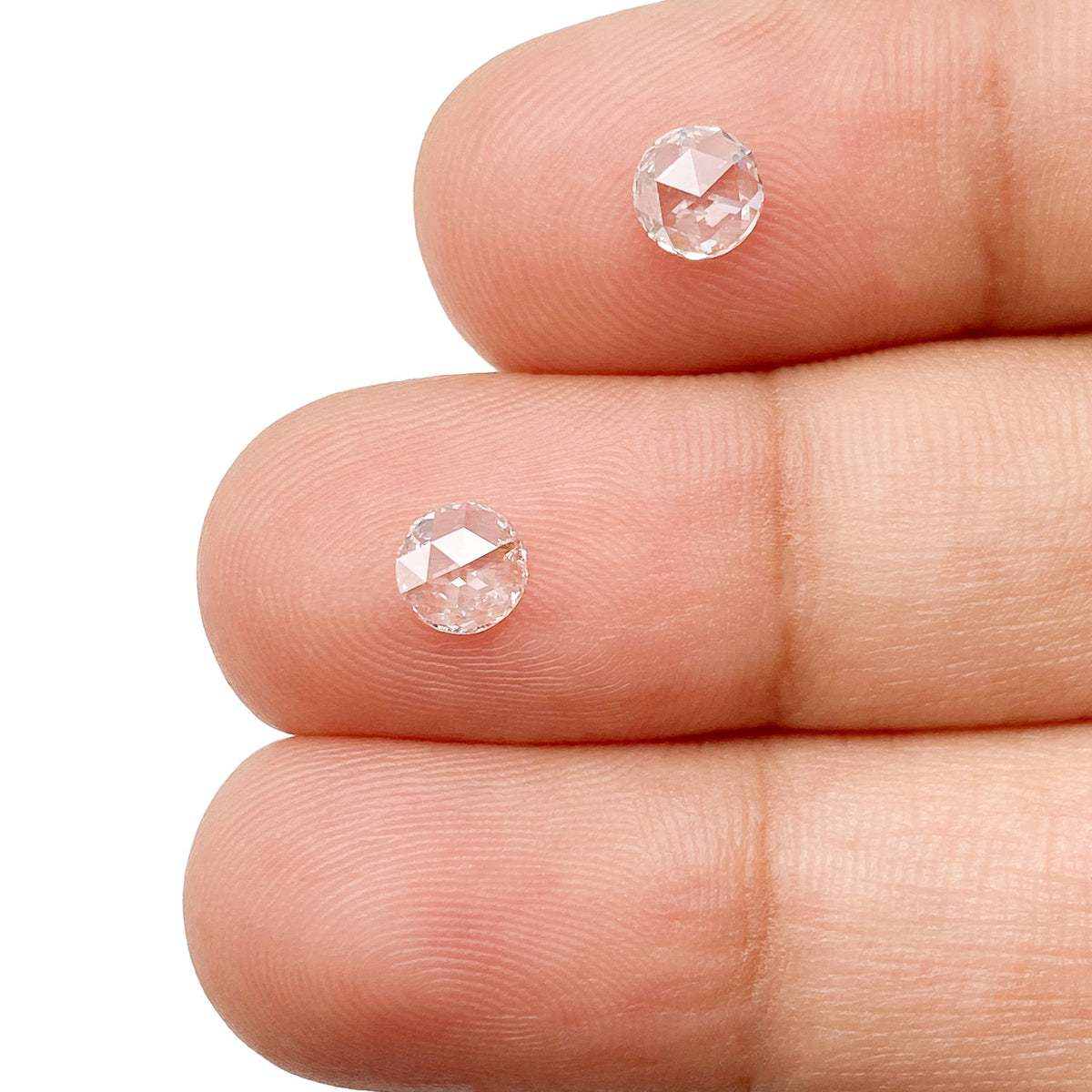 0.47cttw | D VVS Round Shape Rose Cut Diamond Matched Pair - Modern Rustic Diamond