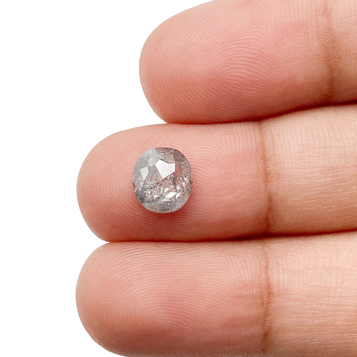 1.28ct | Salt & Pepper Cushion Shape Rose Cut Diamond
