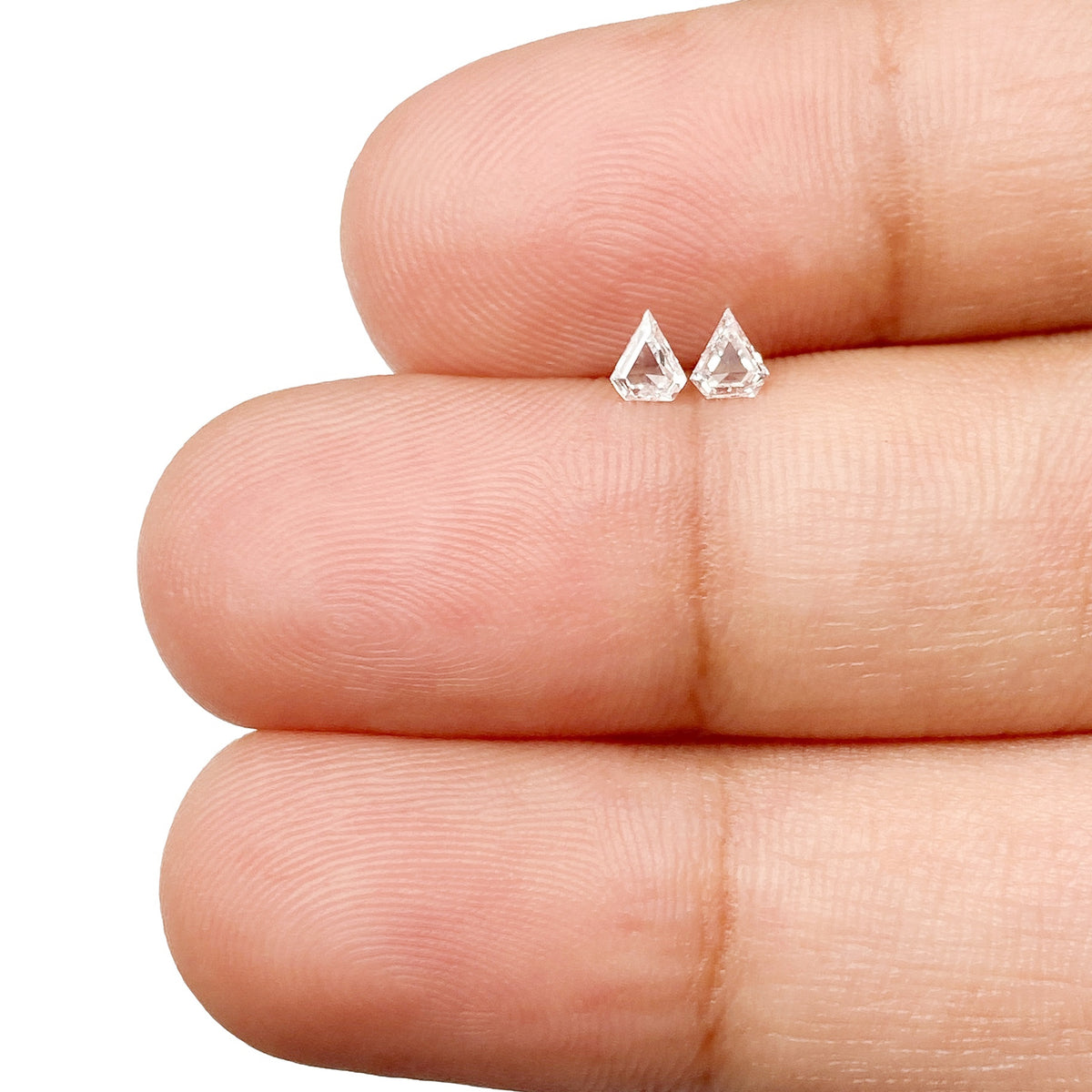 0.16cttw | E-F VS-SI Shield Shape Step Cut Diamond Matched Pair - Modern Rustic Diamond