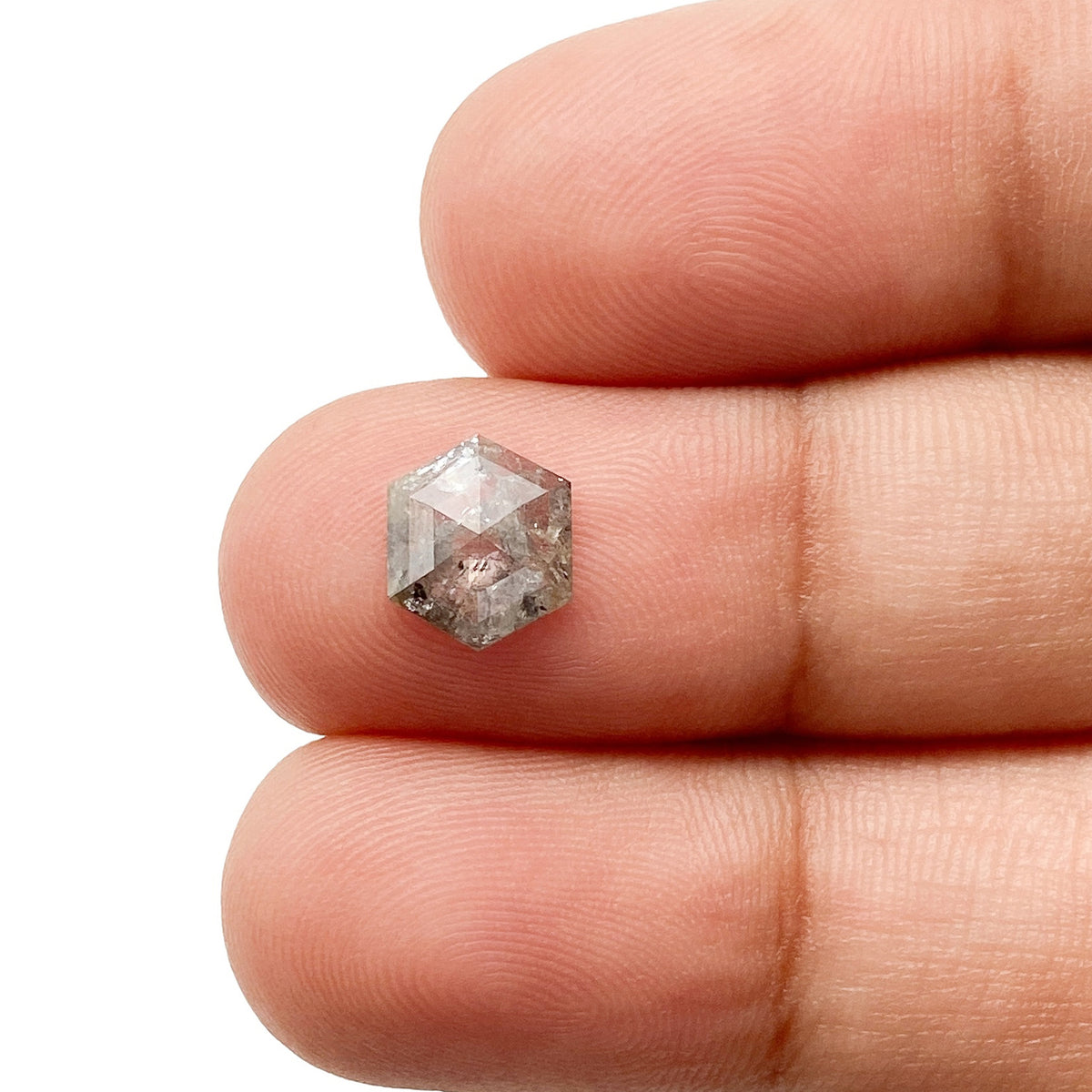 0.93ct | Salt & Pepper Hexagon Shape Rose Cut Diamond