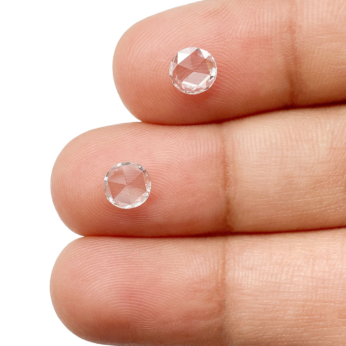 0.75cttw | F-G VVS Round Shape Rose Cut Diamond Matched Pair - Modern Rustic Diamond