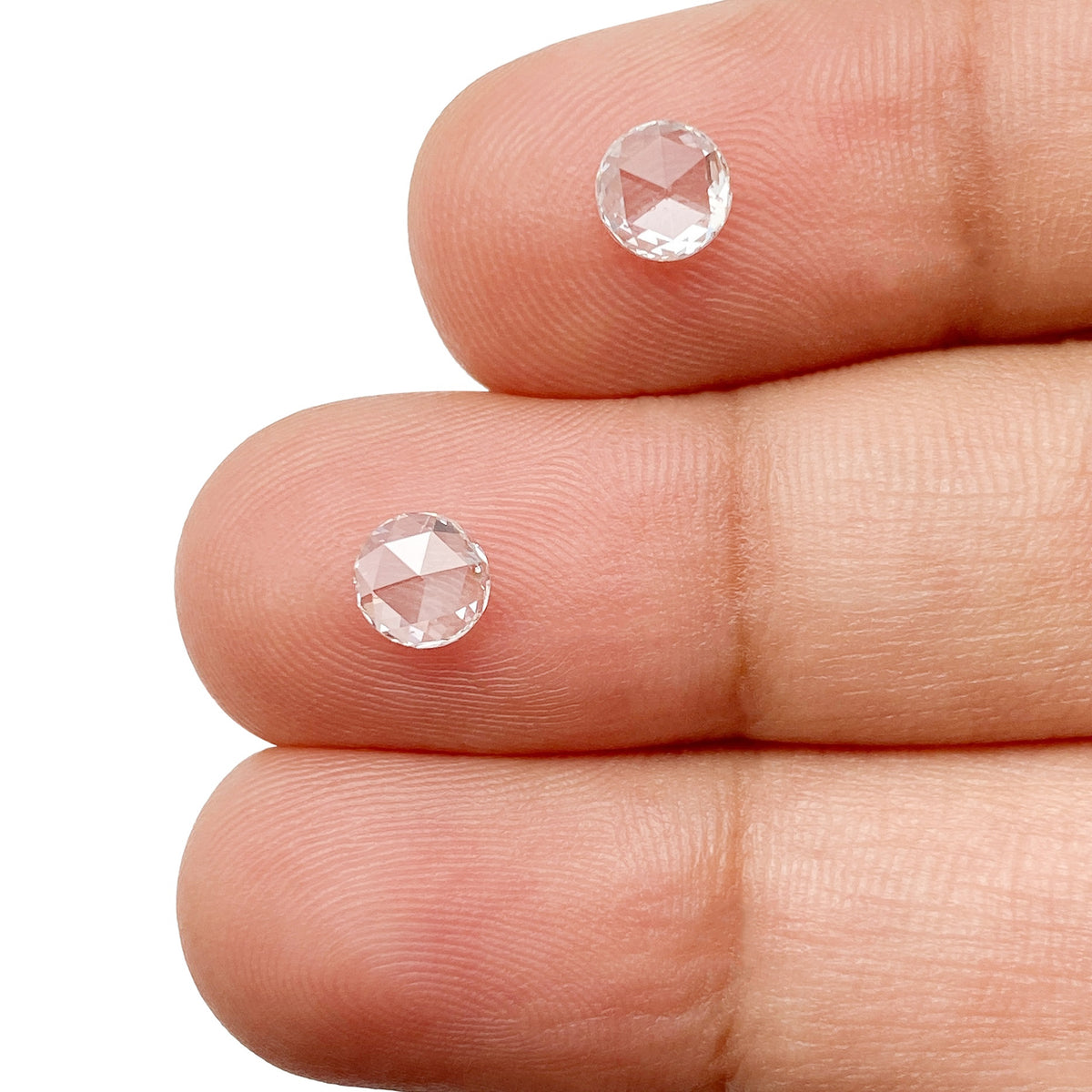 0.71cttw | F-G VS-SI Round Shape Rose Cut Diamond Matched Pair - Modern Rustic Diamond