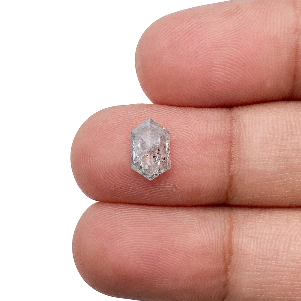 1.18ct | Salt & Pepper Hexagon Shape Rose Cut Diamond - Modern Rustic Diamond