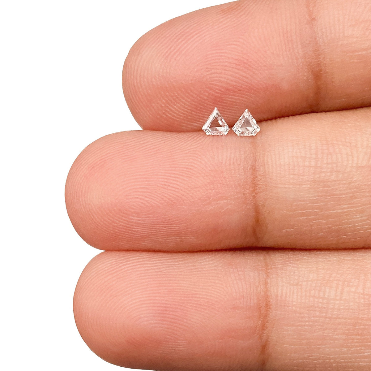 0.16cttw | F-G VVS Shield Shape Step Cut Diamond Matched Pair - Modern Rustic Diamond