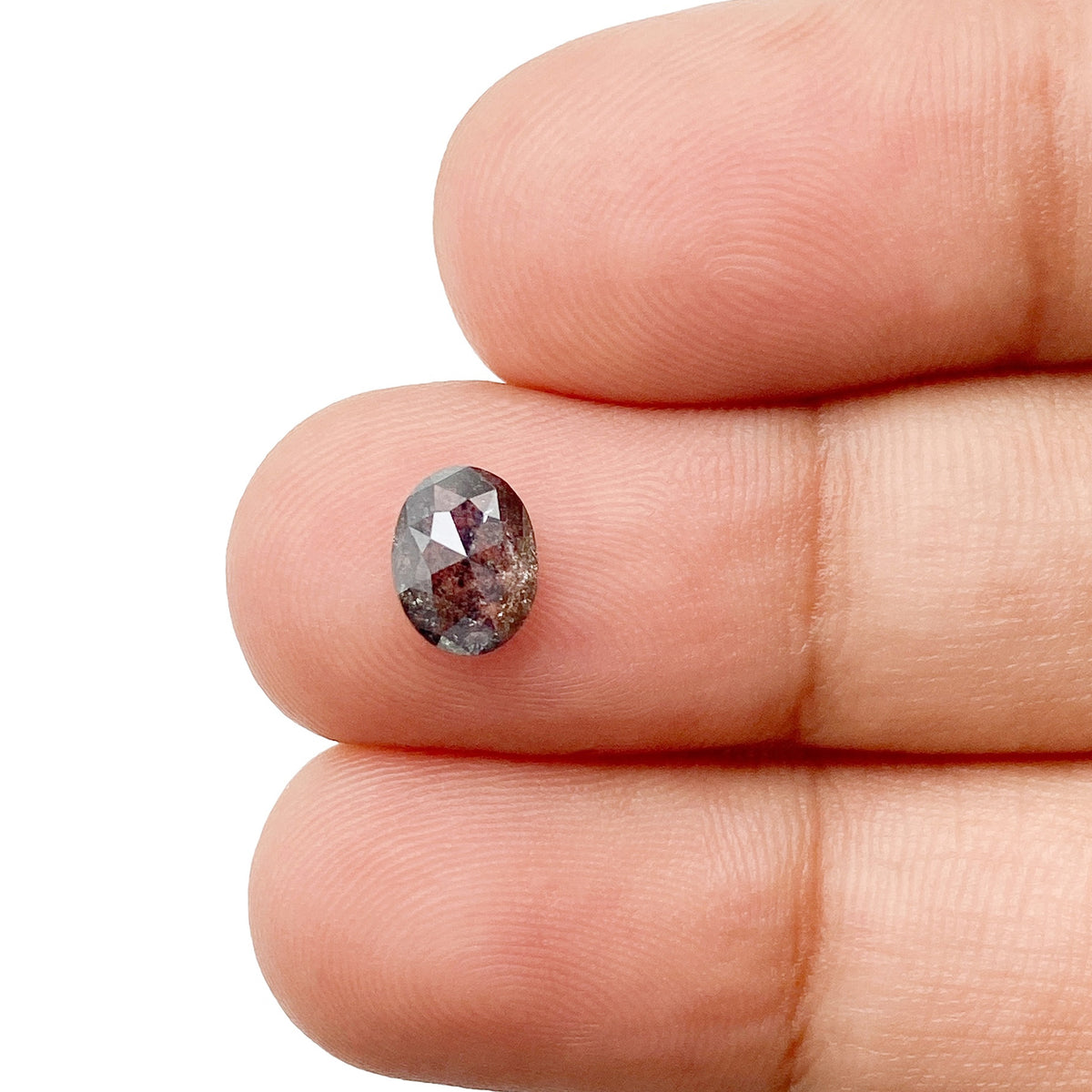 0.96ct | Salt & Pepper Oval Shape Rose Cut Diamond