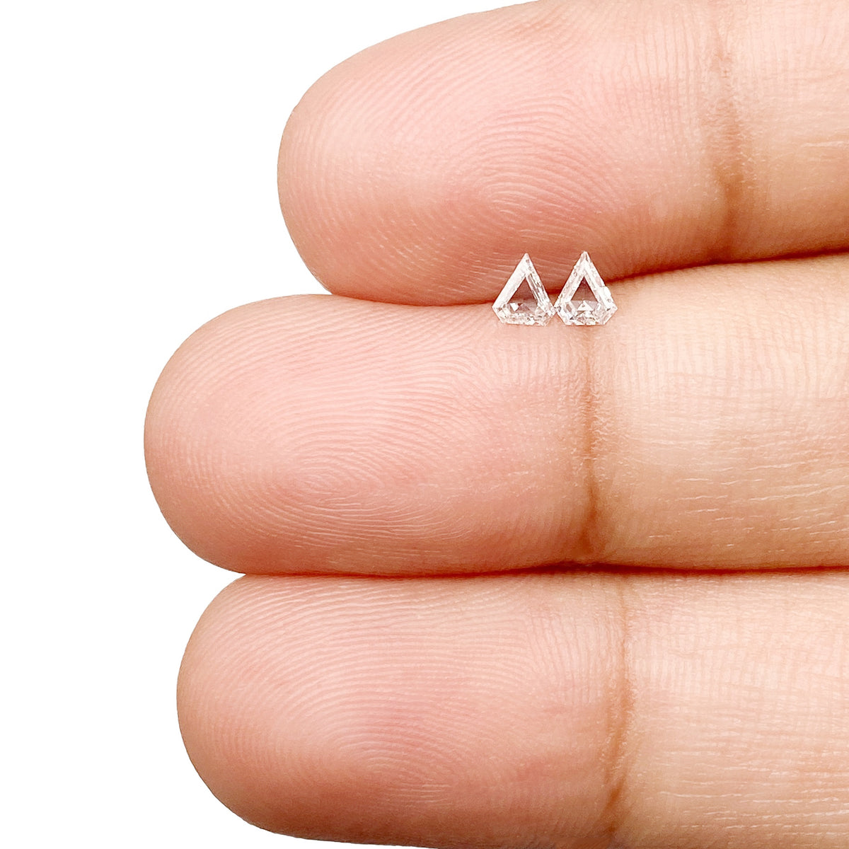 0.14cttw | F-G VS-SI Shield Shape Step Cut Diamond Matched Pair - Modern Rustic Diamond