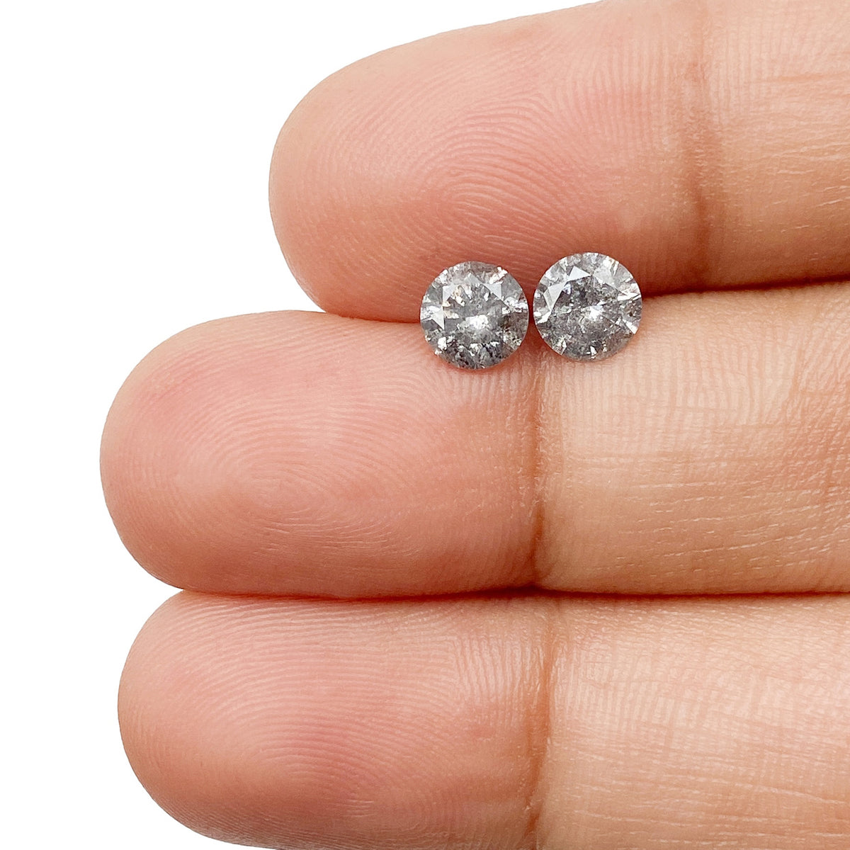 1.01cttw | Salt & Pepper Round Shape Brilliant Cut Diamond Matched Pair