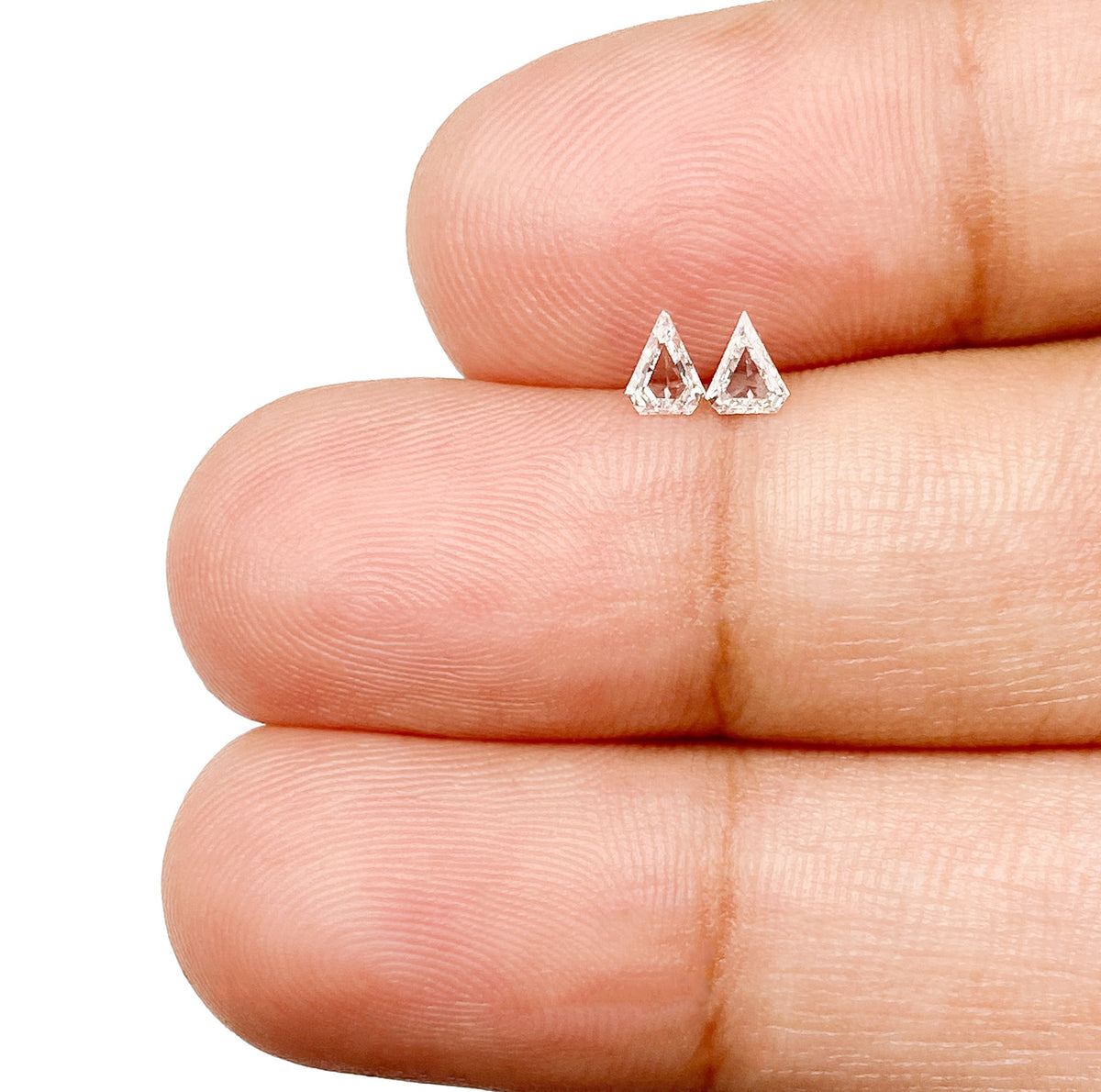 0.19cttw | G-H VS-SI Shield Shape Step Cut Diamond Matched Pair - Modern Rustic Diamond