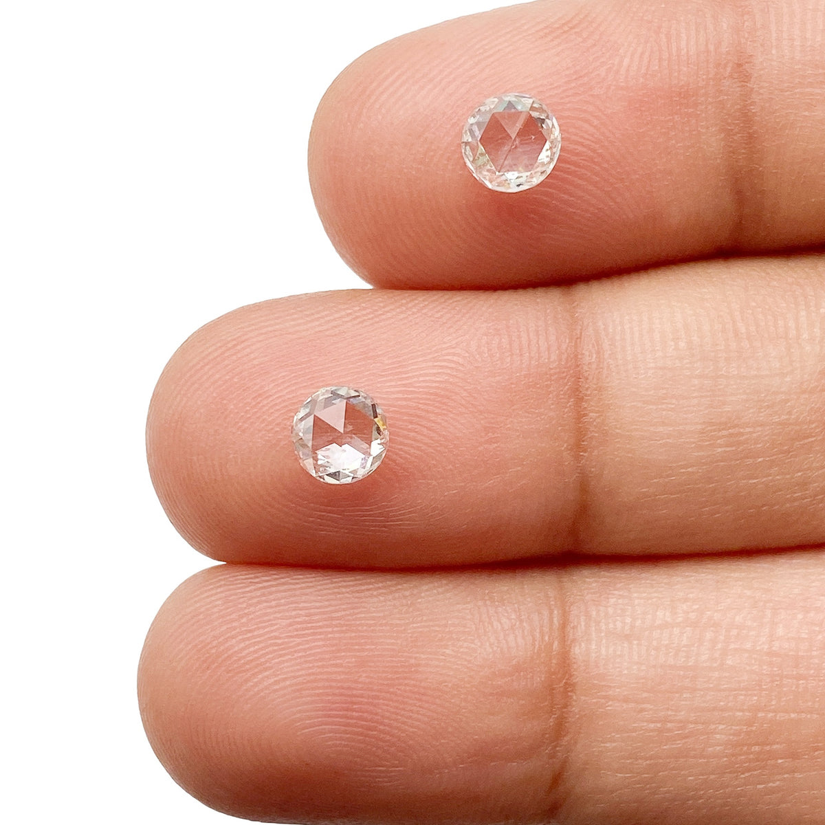 0.95cttw | F-G VS-SI Round Shape Rose Cut Diamond Matched Pair - Modern Rustic Diamond