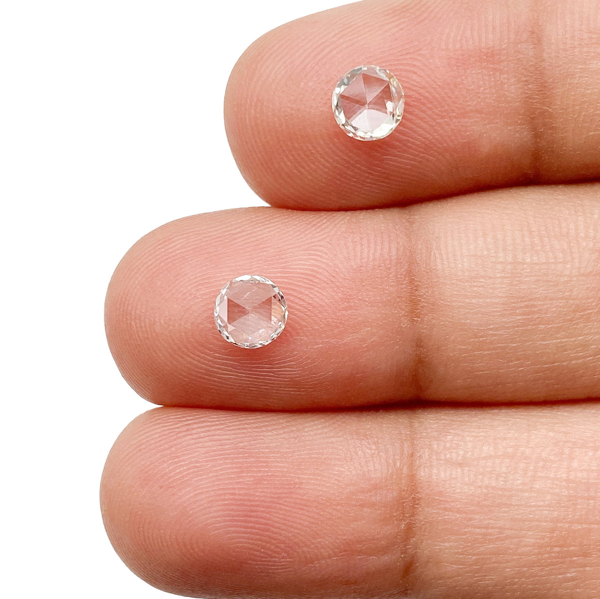 0.73cttw | H-I SI Round Shape Rose Cut Diamond Matched Pair - Modern Rustic Diamond