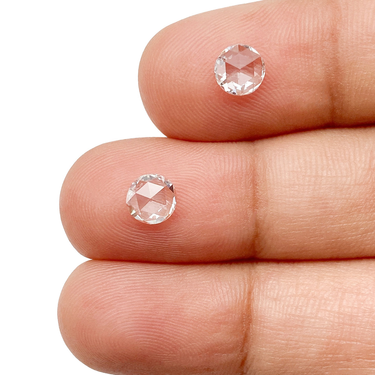 0.82cttw | G-H VS-SI Round Shape Rose Cut Diamond Matched Pair - Modern Rustic Diamond