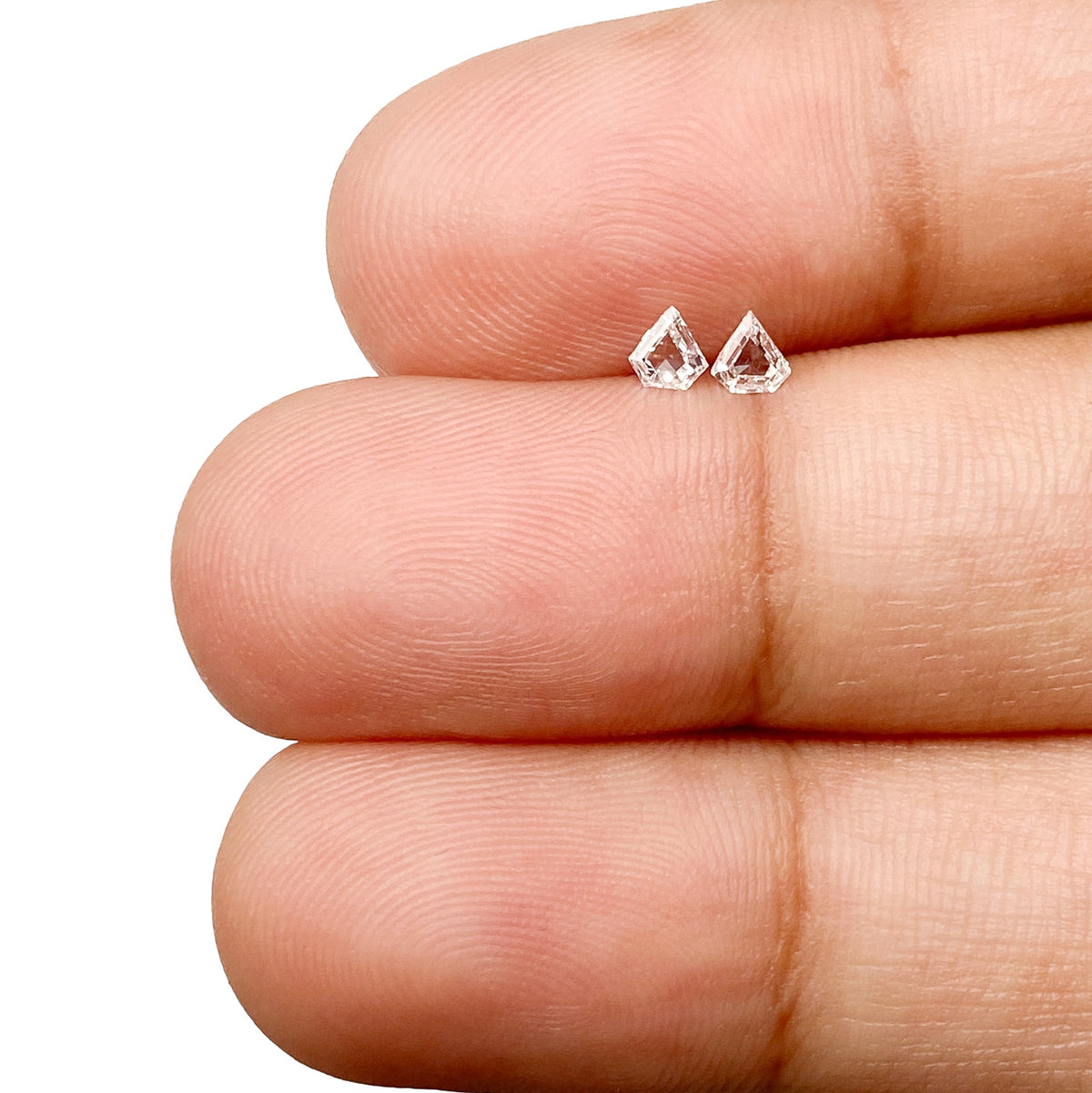 0.17cttw | E-F VS-SI Shield Shape Step Cut Diamond Matched Pair - Modern Rustic Diamond