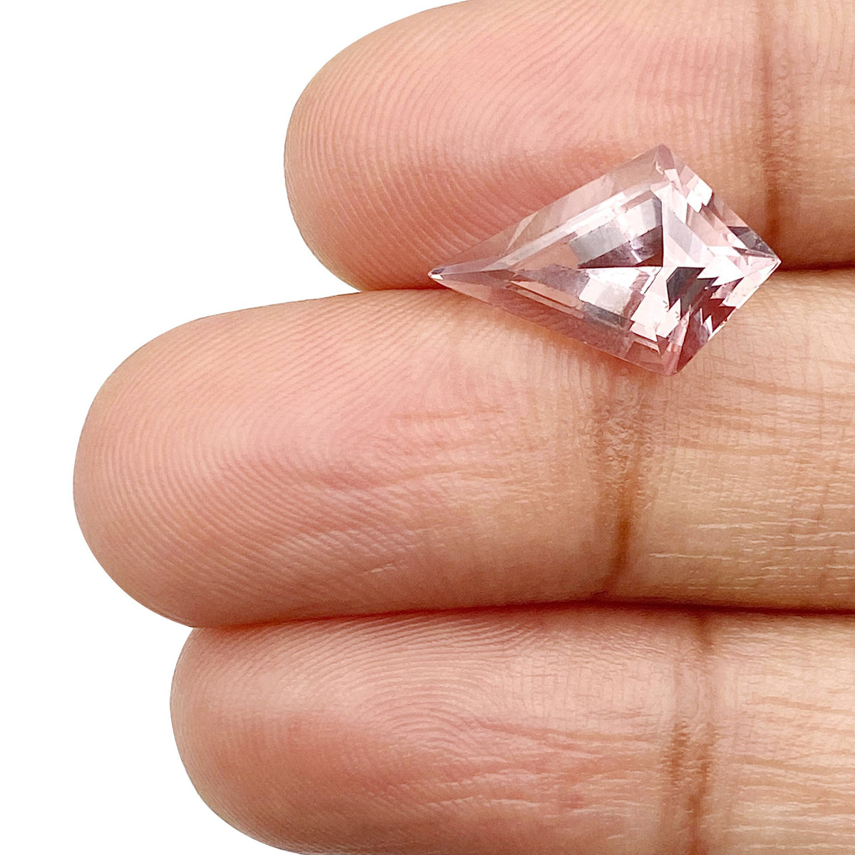 3.01ct |  Kite Shape Step Cut Morganite - Modern Rustic Diamond