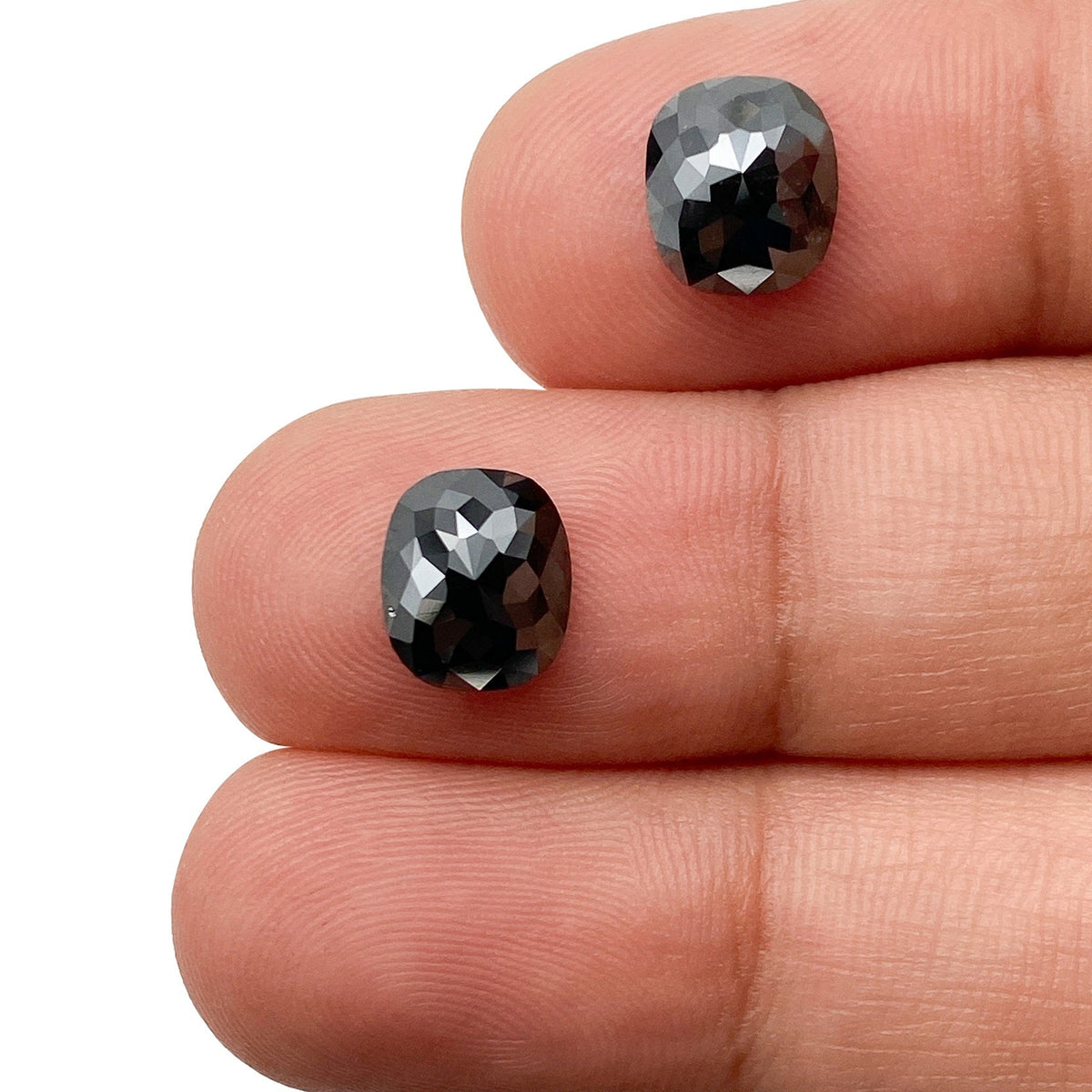3.03cttw | Black Cushion Shape Rose Cut Diamond Matched Pair-Modern Rustic Diamond