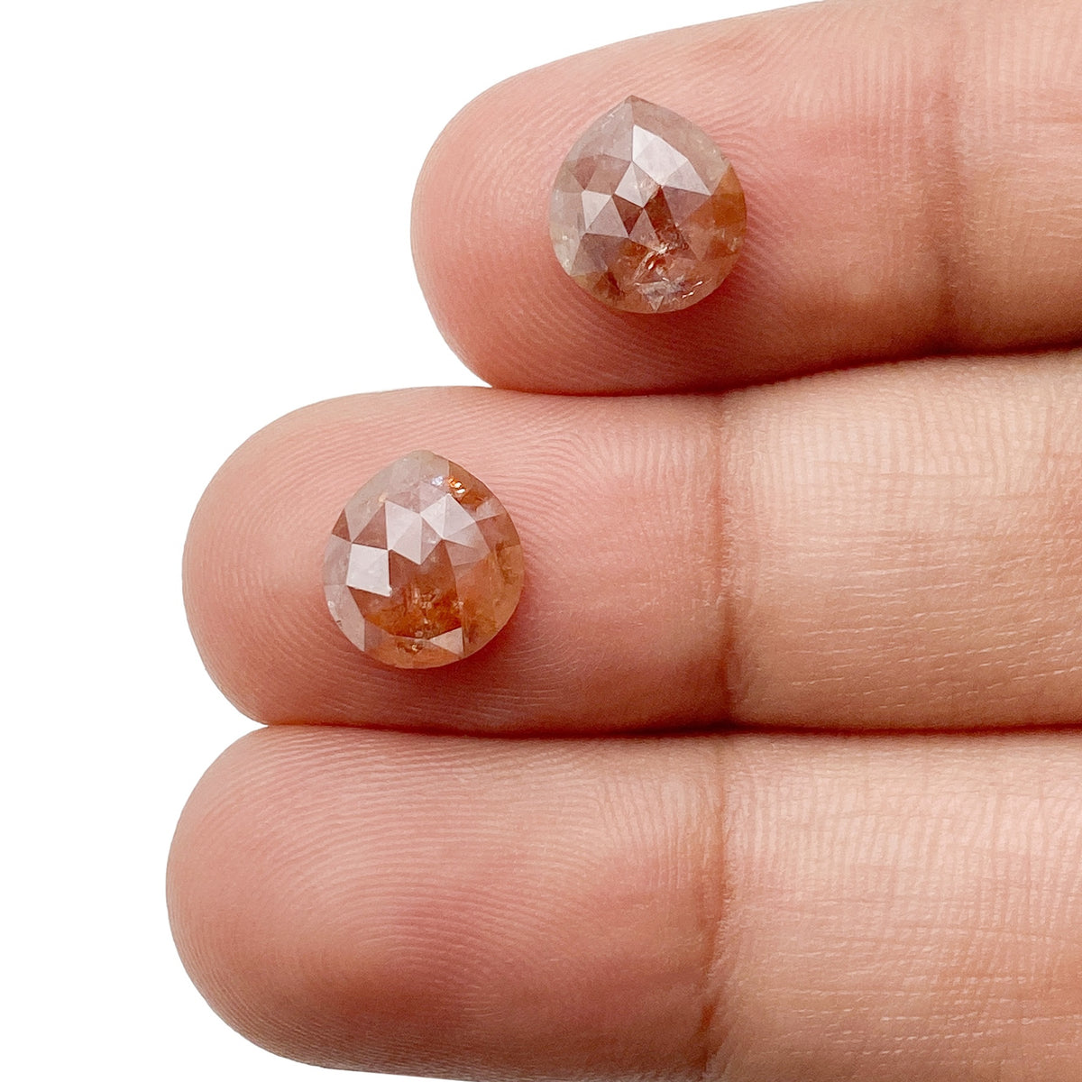 3.04cttw | Salt & Pepper Pear Shape Rose Cut Diamond Matched Pair - Modern Rustic Diamond