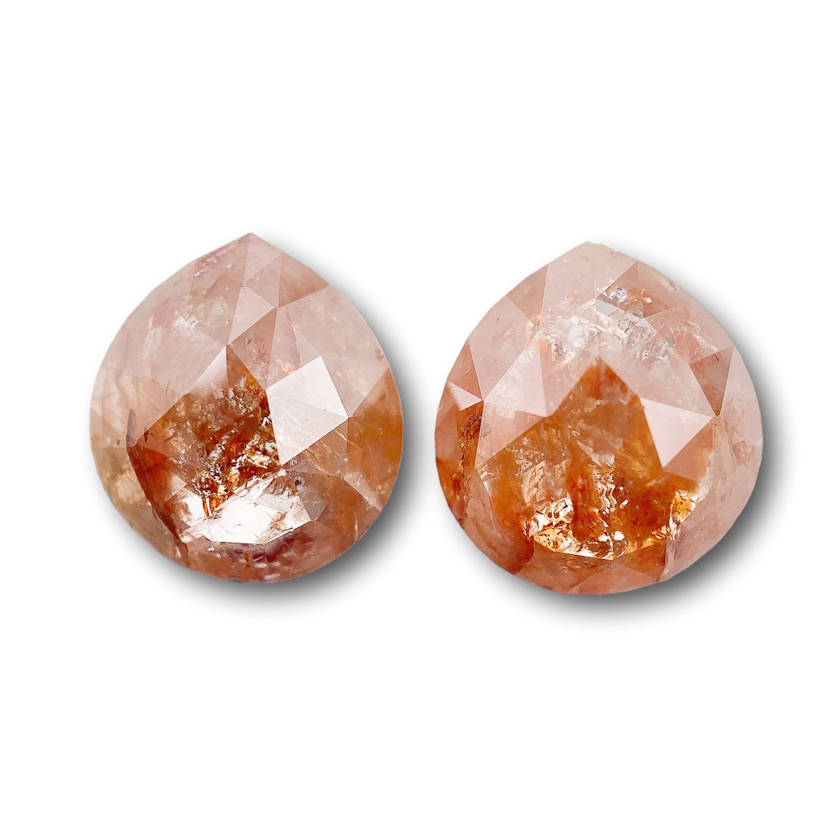 3.04cttw | Salt & Pepper Pear Shape Rose Cut Diamond Matched Pair - Modern Rustic Diamond