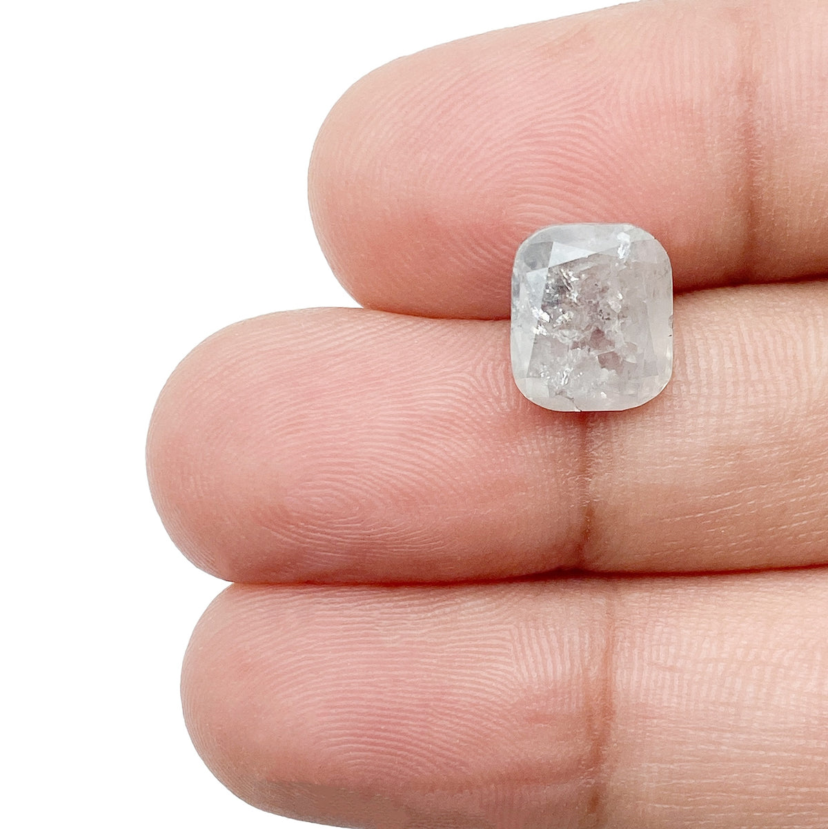 3.05ct | Salt & Pepper Cushion Shape Rose Cut Diamond - Modern Rustic Diamond