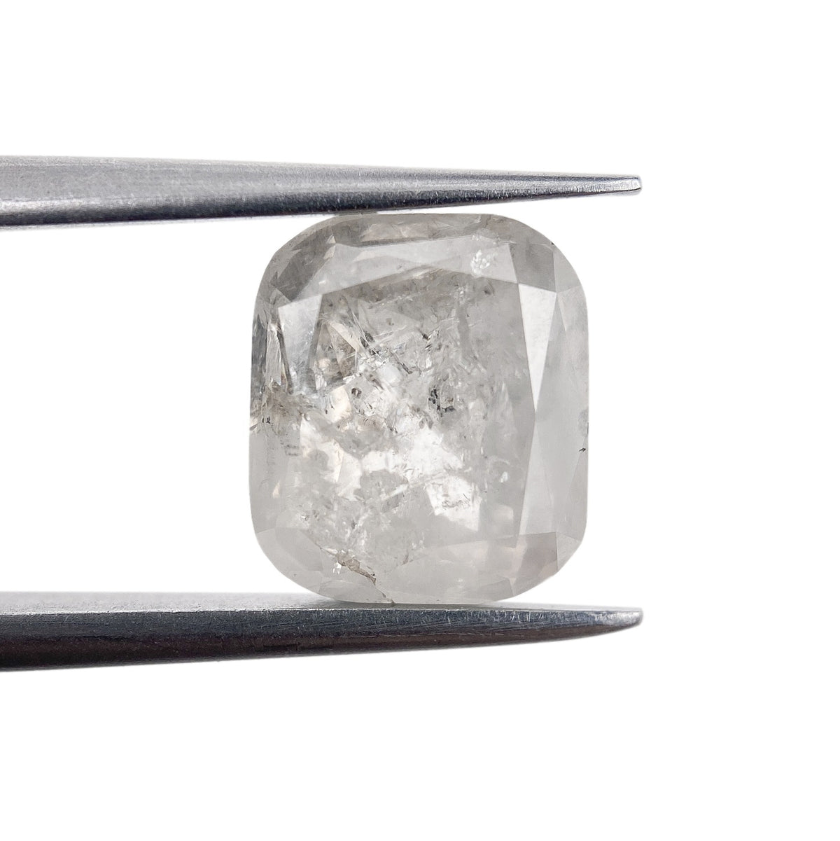 3.05ct | Salt & Pepper Cushion Shape Rose Cut Diamond - Modern Rustic Diamond