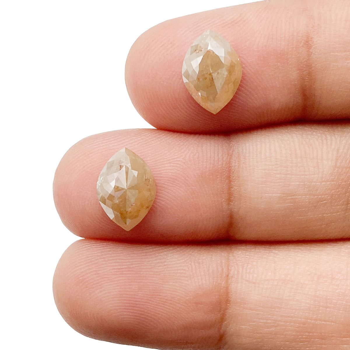 3.07cttw | Salt & Pepper Marquise Shape Rose Cut Diamond Matched Pair - Modern Rustic Diamond