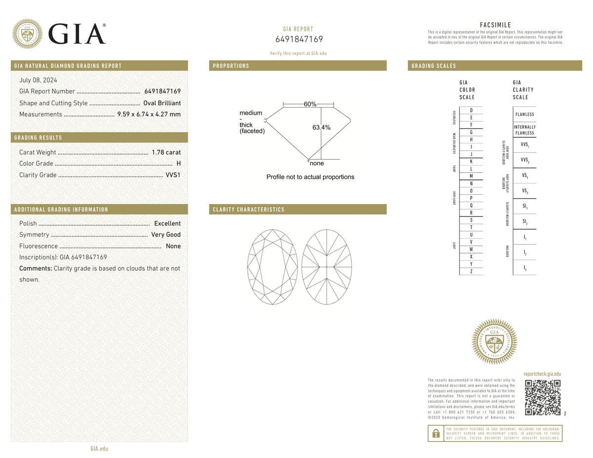 1.78ct | H/VVS1 Oval Shape Brilliant Cut Diamond (GIA) - Modern Rustic Diamond