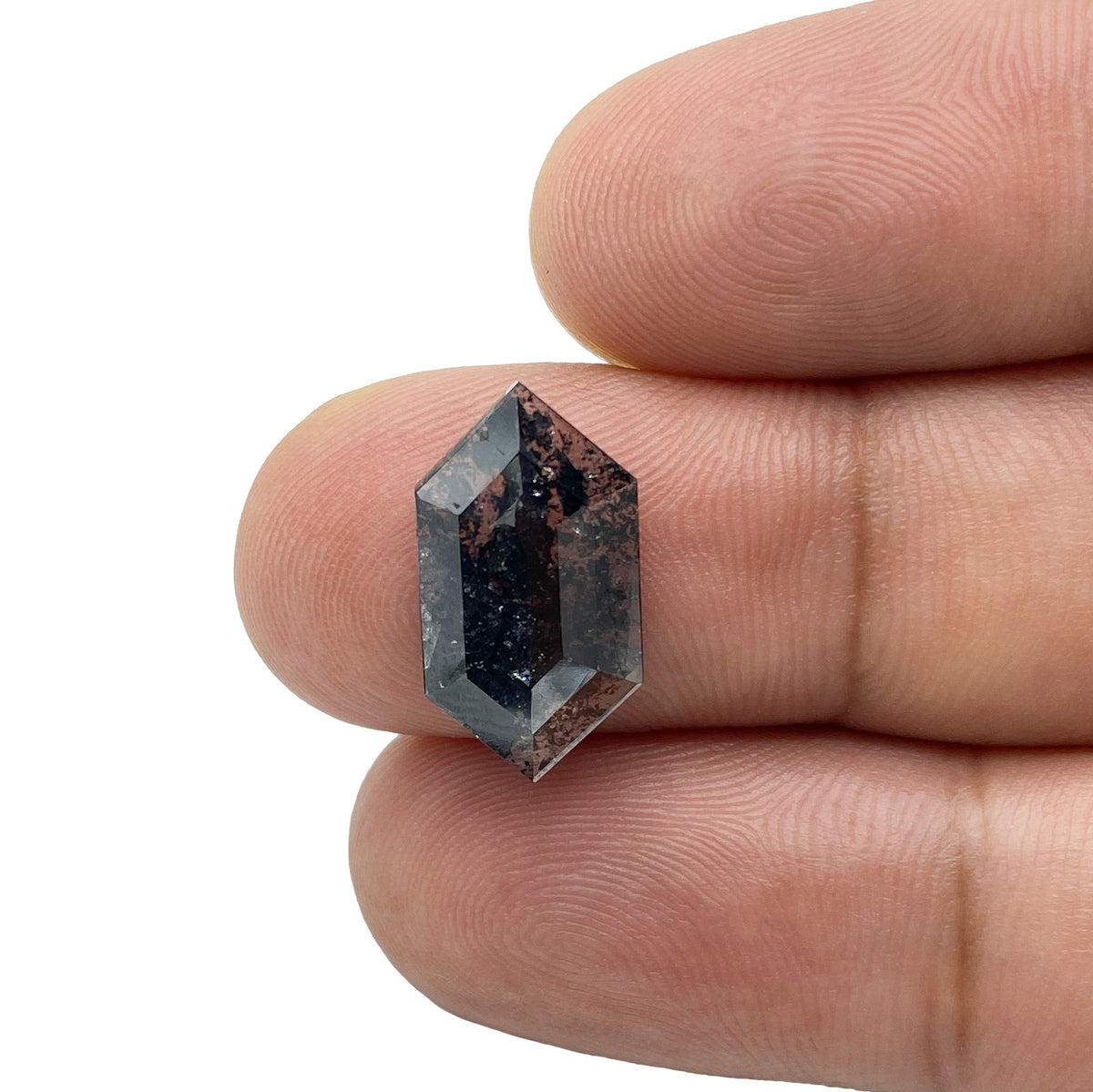 3.09ct | Salt & Pepper Hexagon Shape Rose Cut Diamond - Modern Rustic Diamond