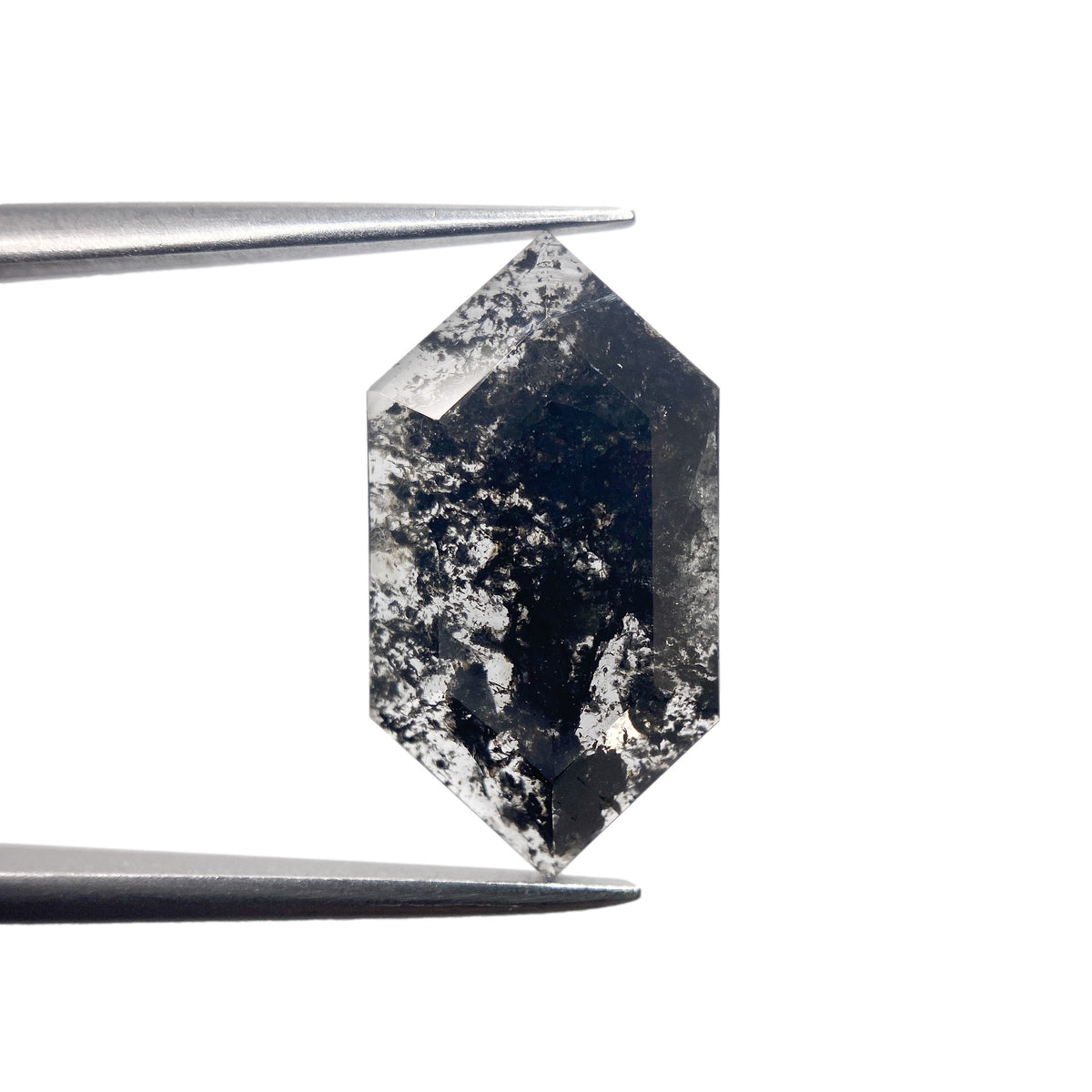 3.09ct | Salt & Pepper Hexagon Shape Rose Cut Diamond - Modern Rustic Diamond
