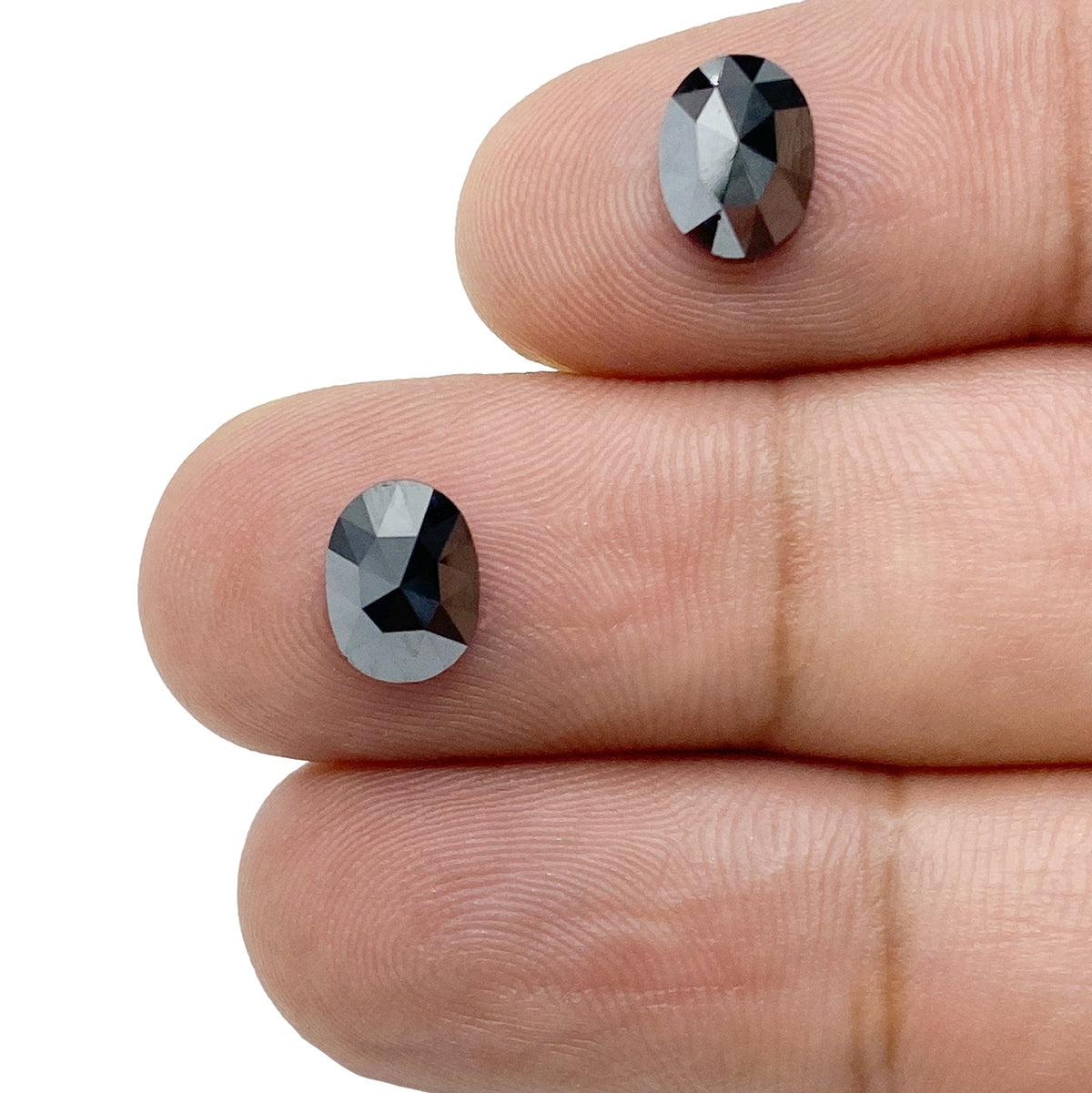 3.09cttw | Black Oval Shape Rose Cut Diamond Matched Pair-Modern Rustic Diamond