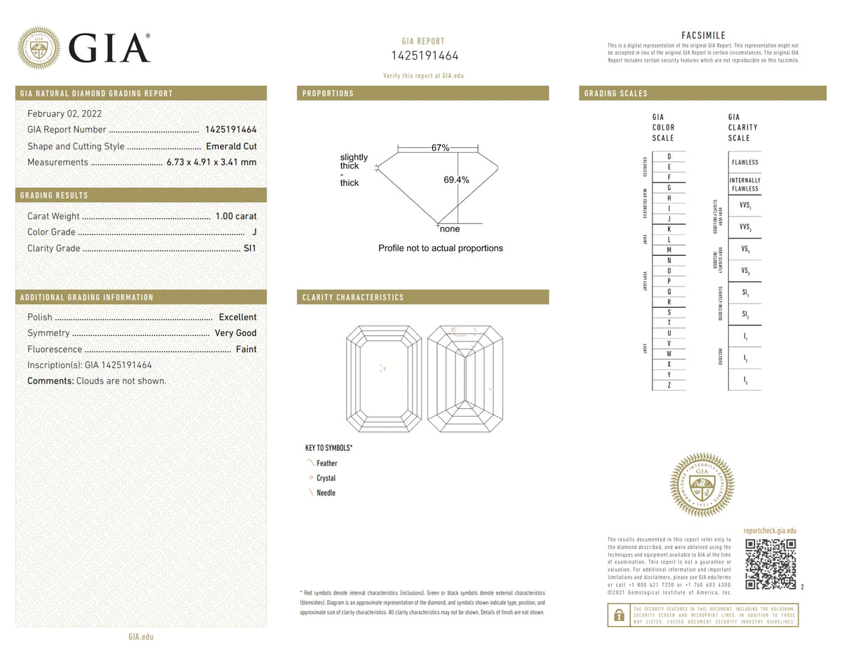 1.00ct | J/SI1 Emerald Shape Brilliant Cut Diamond (GIA) - Modern Rustic Diamond