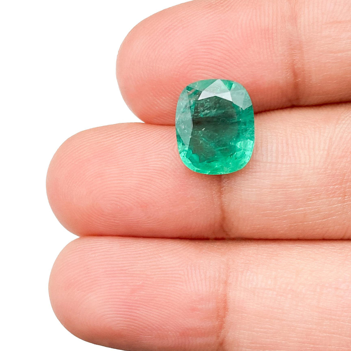 3.12ct | Brilliant Cut Cushion Shape Brazil Emerald - Modern Rustic Diamond