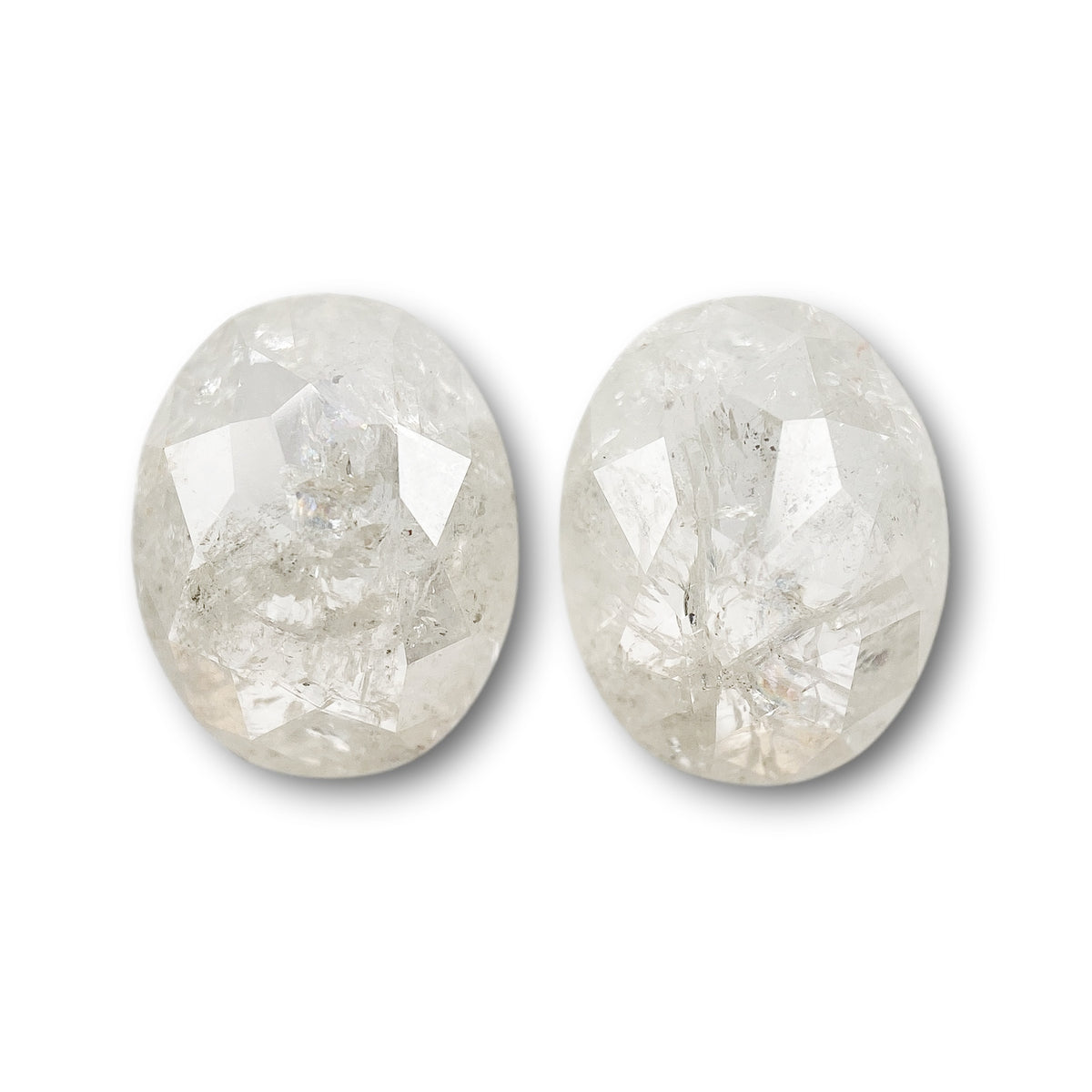 3.15cttw | Rustic Oval Shape Rose Cut Diamond Matched Pair - Modern Rustic Diamond