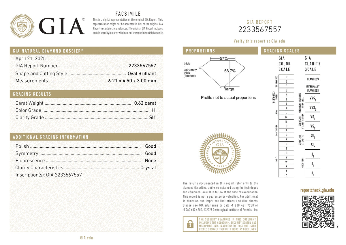 0.62ct | H/SI1 Oval Shape Brilliant Cut Diamond (GIA) - Modern Rustic Diamond