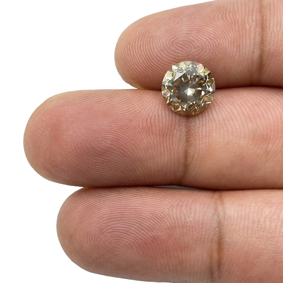 3.21ct | Champagne VS Round Shape Brilliant Cut Diamond - Modern Rustic Diamond