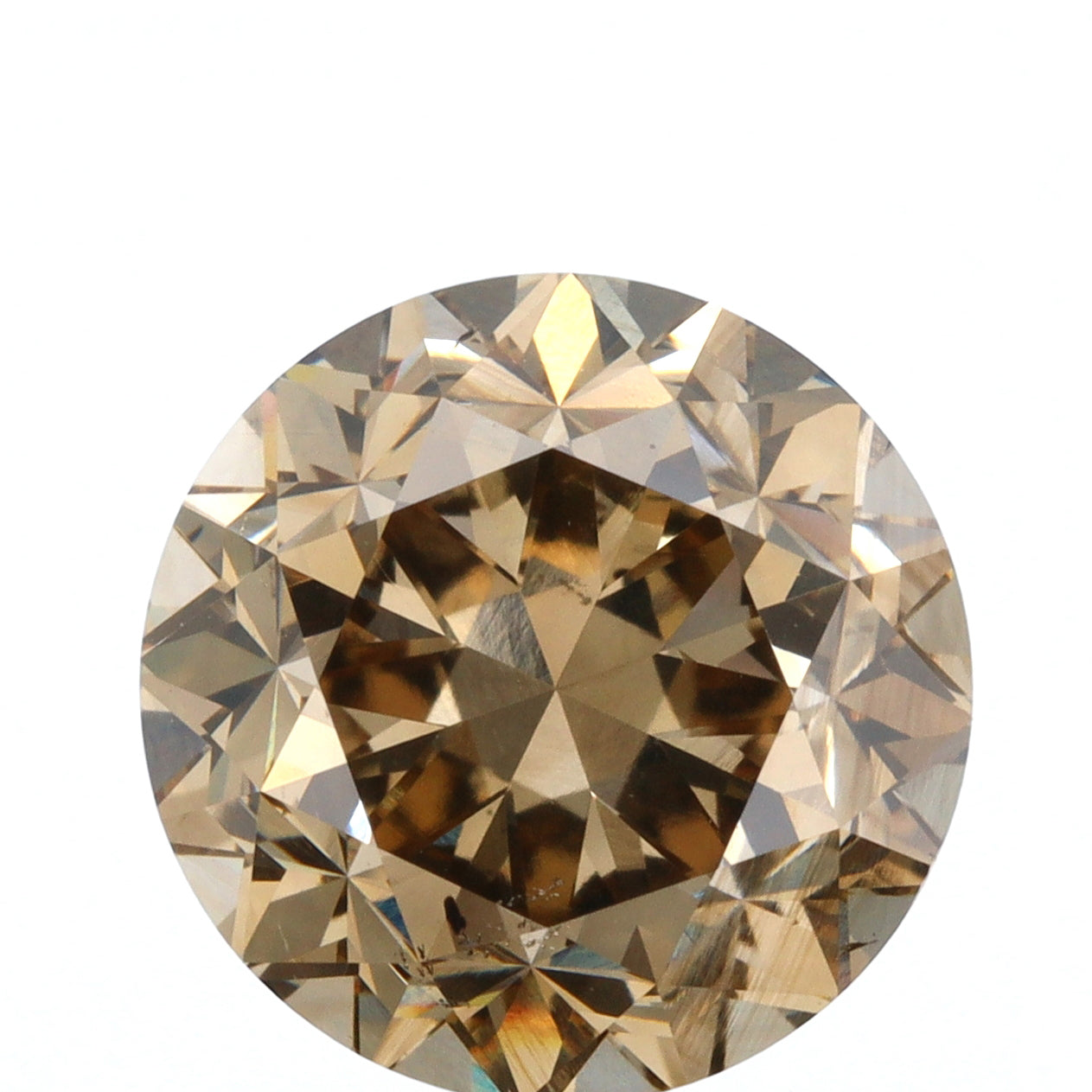 3.21ct | Champagne VS Round Shape Brilliant Cut Diamond - Modern Rustic Diamond