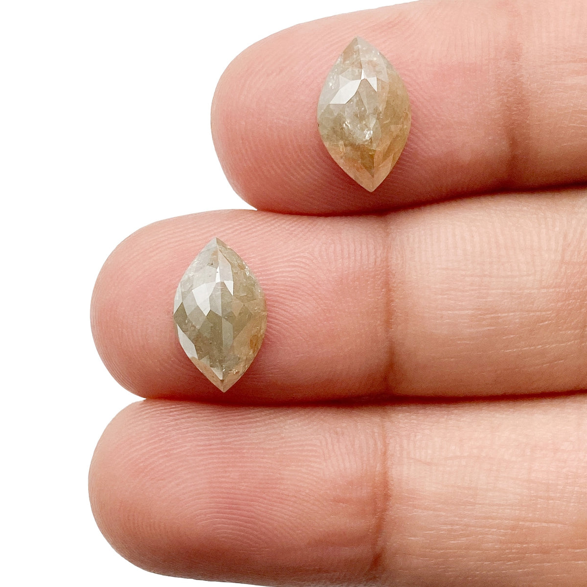 3.23cttw | Salt & Pepper Marquise Shape Rose Cut Diamond Matched Pair - Modern Rustic Diamond