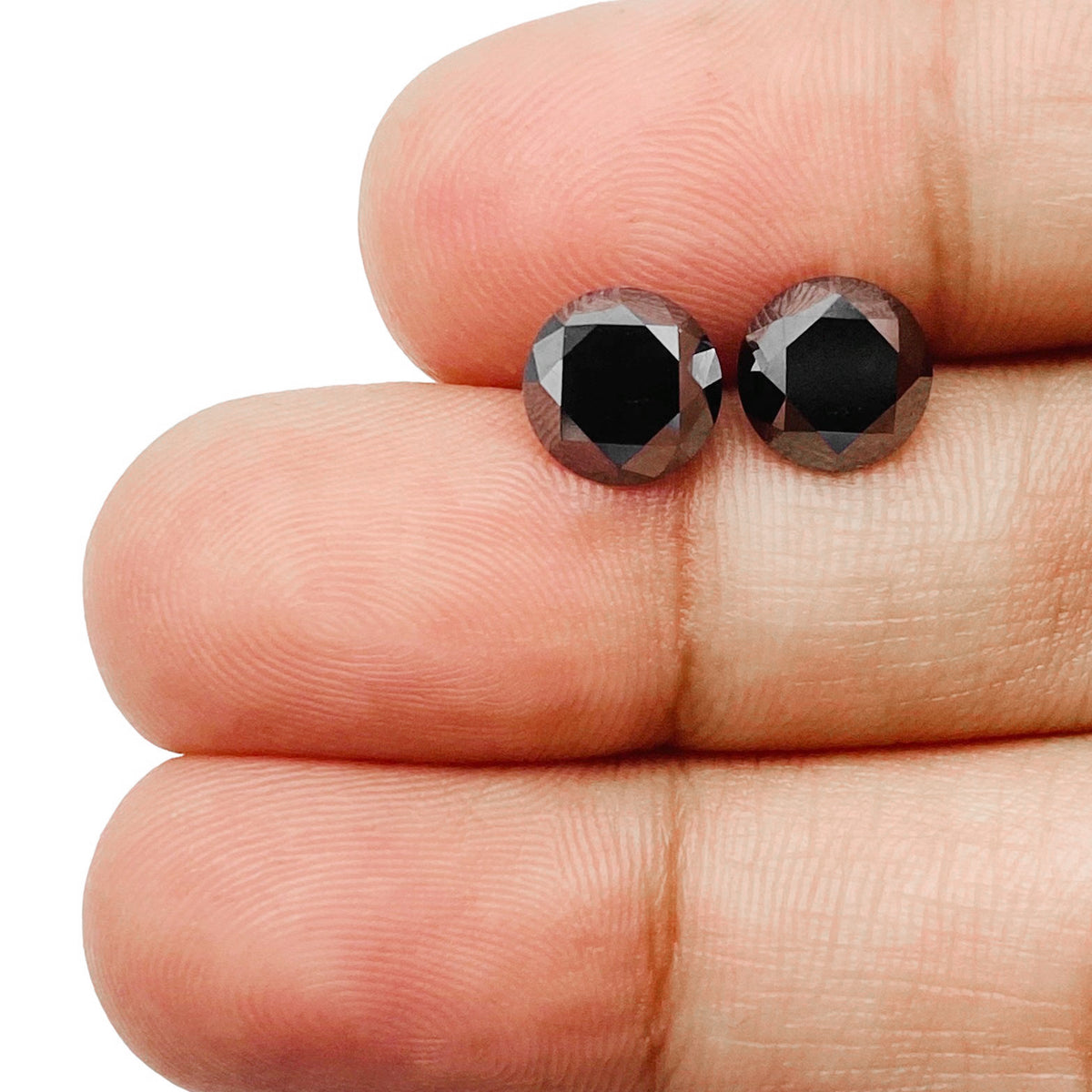 3.25cttw | Black Round Shape Brilliant Cut Diamond Matched Pair