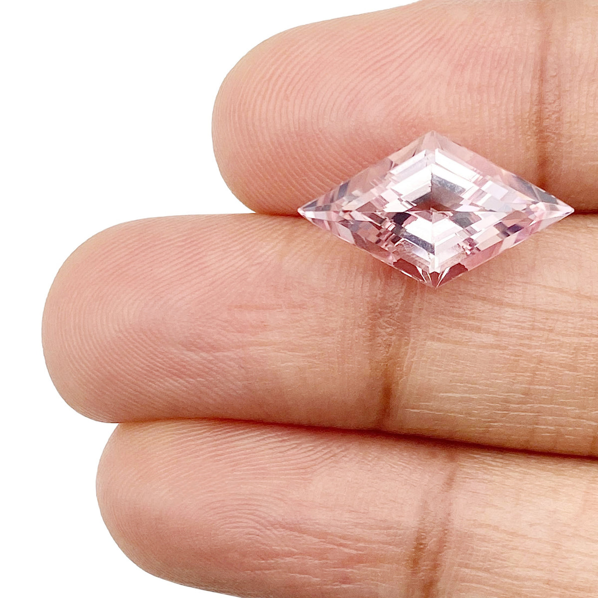3.26ct |  Lozenge Shape Step Cut Morganite - Modern Rustic Diamond