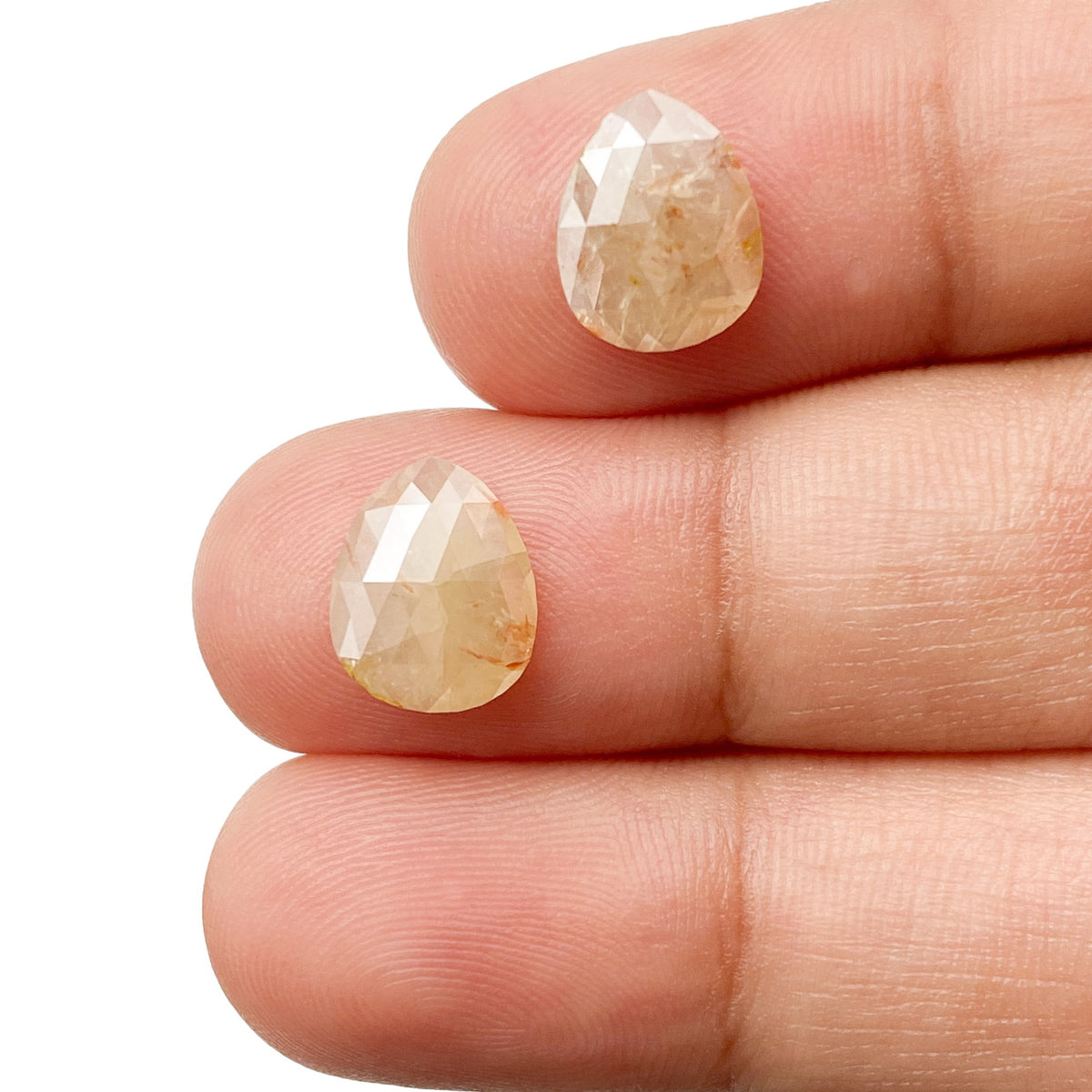 3.28cttw | Salt & Pepper Pear Shape Rose Cut Diamond Matched Pair - Modern Rustic Diamond