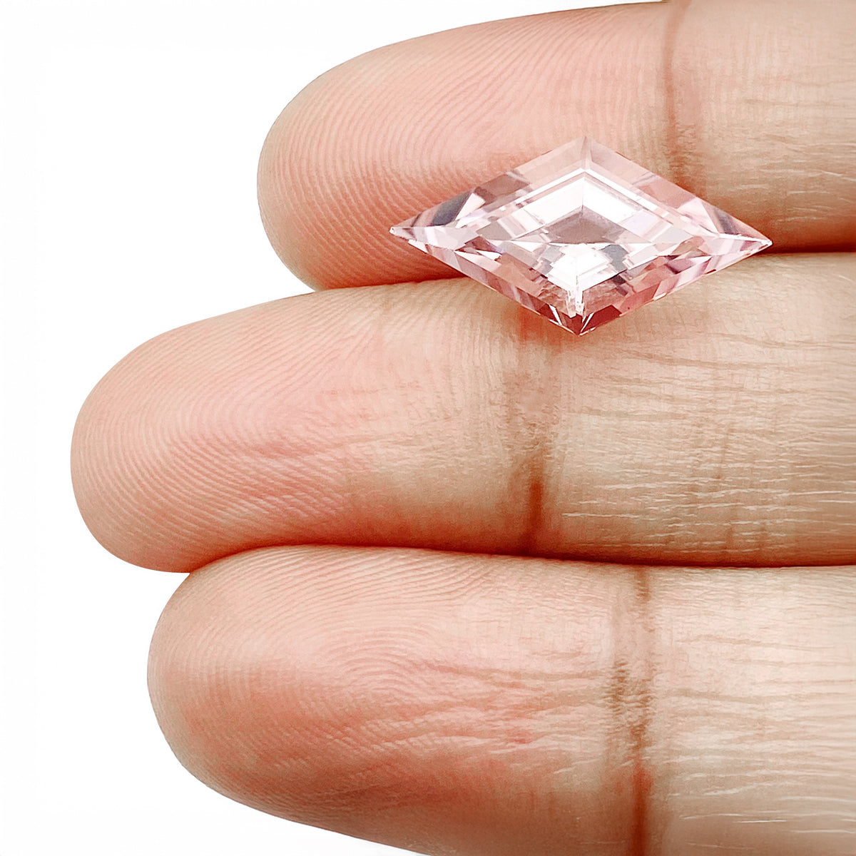 3.29ct |  Lozenge Shape Step Cut Morganite - Modern Rustic Diamond