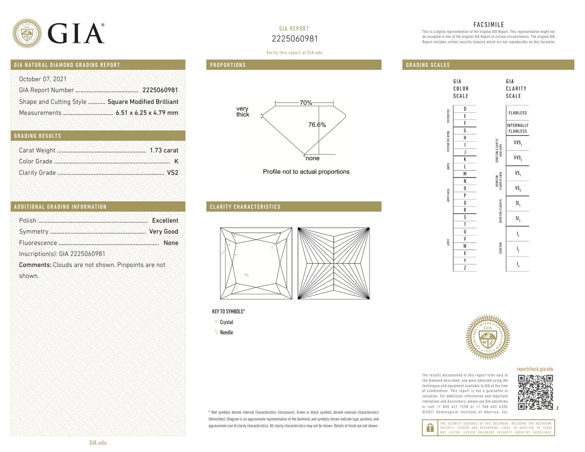 1.73ct | K/VS2 Princess Shape Brilliant Cut Diamond (GIA) - Modern Rustic Diamond