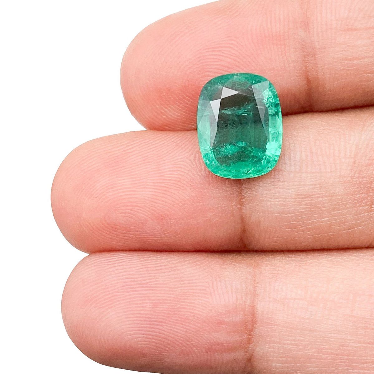 3.31ct | Brilliant Cut Cushion Shape Brazil Emerald - Modern Rustic Diamond