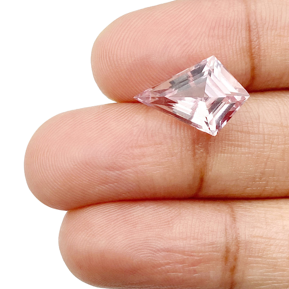 3.33ct |  Kite Shape Step Cut Morganite - Modern Rustic Diamond