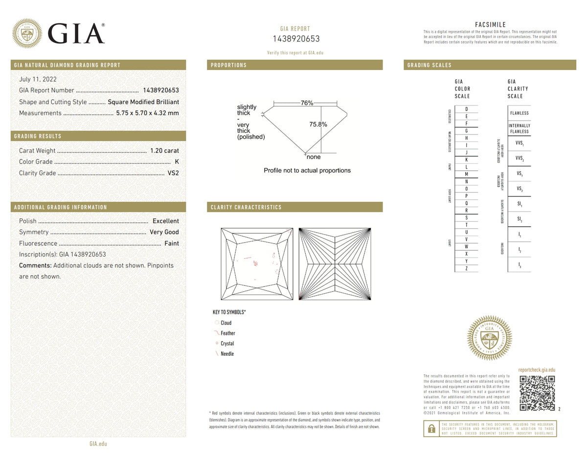 1.20ct | K/VS2 Princess Shape Brilliant Cut Diamond (GIA) - Modern Rustic Diamond