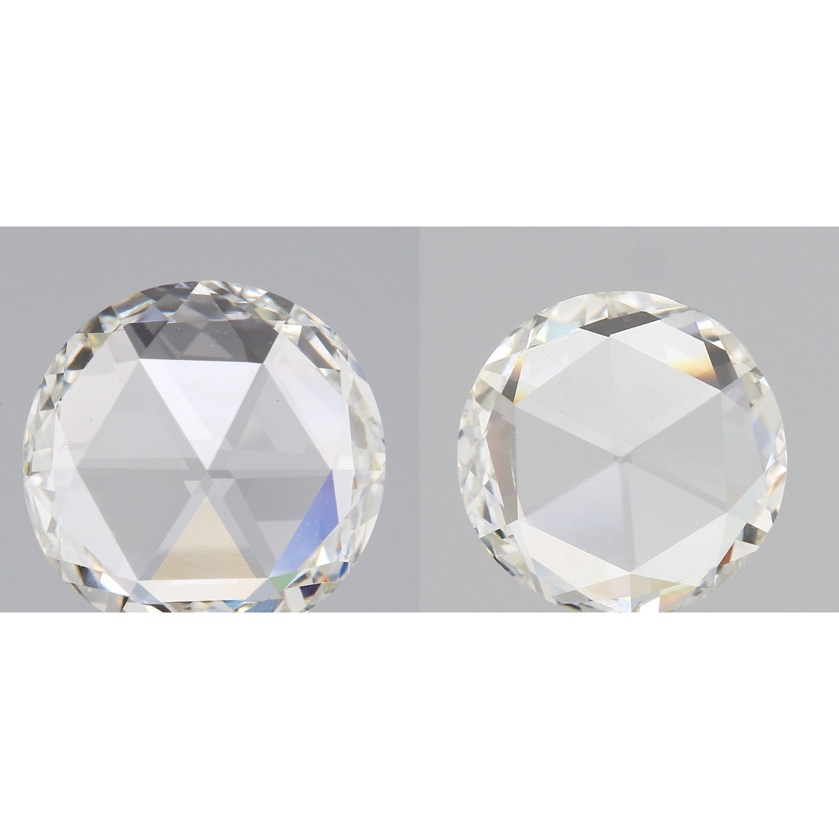 3.34cttw | G-H VS1-VS2 Round Shape Rose Cut Diamond Matched Pair - Modern Rustic Diamond