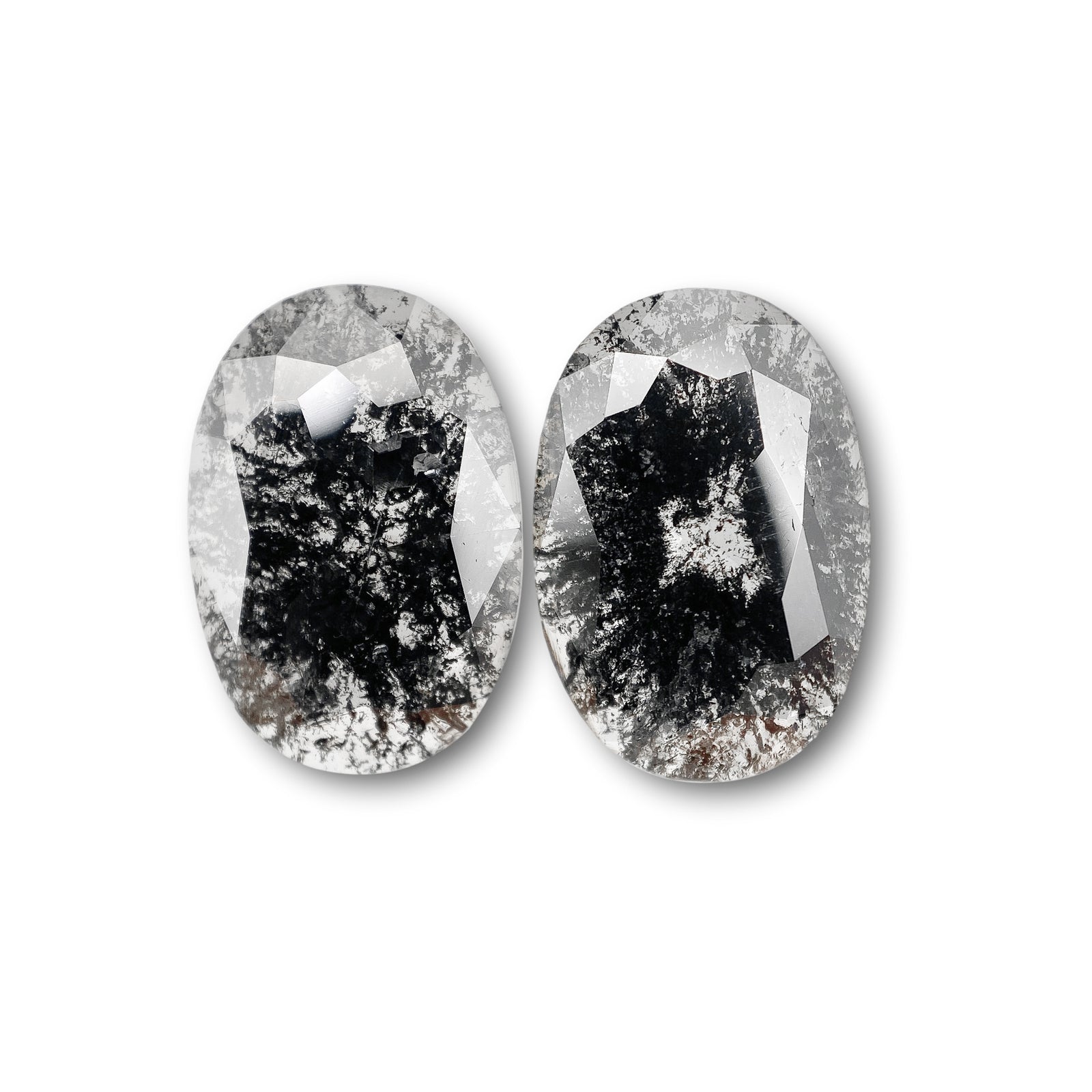 3.41cttw | Rustic Oval Shape Rose Cut Diamond Matched Pair - Modern Rustic Diamond